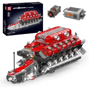 Mould King V12 Engine Building Block Sets, V12 Engine Model Kit That Runs, MOC Engineering Model Building Kit with Battery and Motor, 3472 PCS STEM Engineering Building Blocks for Adults