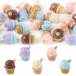 25PCS Mini Resin Ice Cream, Cute Ice Cream Resin Cabochon Fake Candy Charms for DIY Scrapbooking Embellishment Phone Case Hair Clip Craft