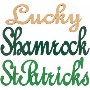 St. Patrick's Day Wood Cutout Words for Crafts - Lucky, Shamrock, St. Patrick's - 6 Pieces