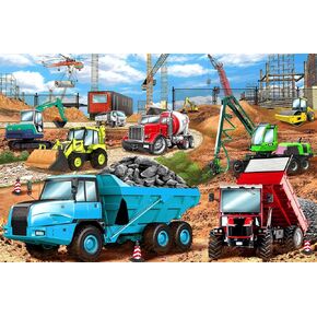 HUADADA Puzzles for Kids Ages 4-8, Construction Vehicles 100 Piece Puzzles for Kids Educational Jigsaw Puzzles Toys for Boys and Girls Age 4, 5, 6, 7, 8-10 Years Old (15" x 10")