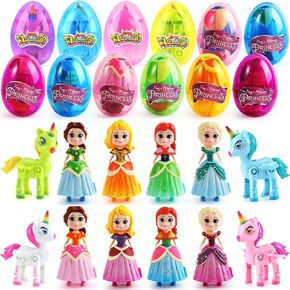 12pcs بيض عيد الفصح مع ألعاب داخل - 8pcs Jumbo Princess Toy 4pcs Toy Toy Easter Staints Fillers Fivors for Kids Easter Gifts