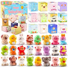 Valentines Day Gifts for Kids 24PCS Animal Squishy Toys, Slow Rising Stress Relief Toys, Goodie Bag Stuffers, Party Favors for Classroom Prizes
