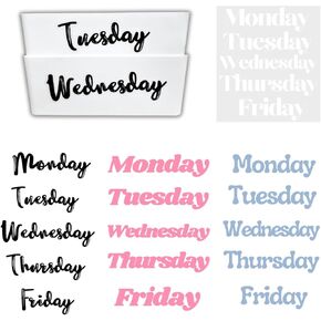 20PCS Days of The Week Stickers for Drawers,Large Day Labels for Clothes Organizer No Magnet, Big Monday Through Friday Weekday Plastic Bin Planner Whiteboard Decals Teacher Classroom