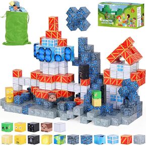 Magnetic Building Blocks for Kids - 96PCS Magnet Building Blocks Cube Game Sensory Stacking Toys Magnetic Blocks for Kids Ages 4-8 Christmas Birthday Gifts
