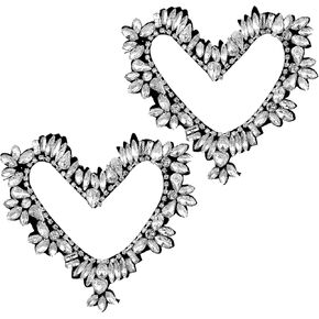 2Pcs Heart Shape, RhinestoneHeart Rhinestone, Patches Heart Shape Diamond Appliques, Iron On Patches for Clothes Glitter, Artificial Rhinestone for Wedding Bridal Dress Decorative