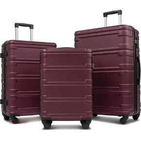 Merax Luggage Set 3-Piece Hardside Expandable Suitcase with TSA Lock Spinner Wheels, Lightweight, Pink, 20/24/28