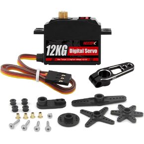 12KG Low Profile Servo High Torque Servo Motor,with 25T Arm for 1/10 1/12 RC Vehicles On-Road Touring Drift Car Helicopter Tail Model