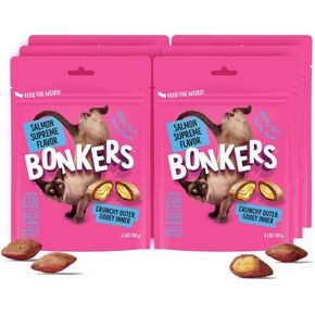 Bonkers Cat Treats Salmon Supreme Flavor 6.3 OZ, Cat Treats, Treats for Training, for All Breeds and Ages, Food Topper, Resealable Pouch (6 Pack)