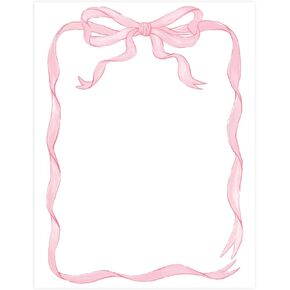60 Sheets Bow Border Stationery Paper Pretty Pink Ribbon Bow Writing Paper For Party Invitation Office School Printing, 8.5 x 11 Inch, Single-Sided
