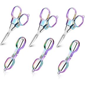 Folding Scissors, 3 Piece Safe Portable Travel Mini Scissors, Stainless Steel Pocket Portable Retractable Small Travel Scissors for Home Office, Miniature Craft Scissors for Outdoor, Home, Office Use
