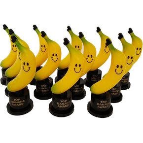 Plastic Gold Trophies, Thumbs Up Trophy, High Five Trophy, Youre #1 Trophy, Star Trophy, Banana Trophy (12 Pack) (Standard, Banana)