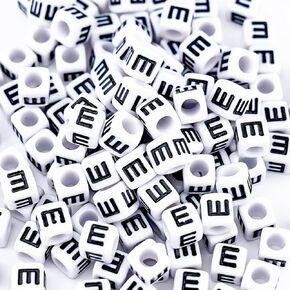 500Pcs Vowel Letter Beads E 6X6mm Individual Square Alphabet Beads for Friendship Bracelets Making