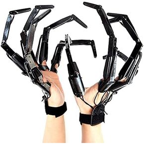 Articulated Finger Extension Toys, Plastic Scary Skeleton Hand Gloove Witch Ghost Toys Halloween Party Decoration Accessory(A Pair-Black)