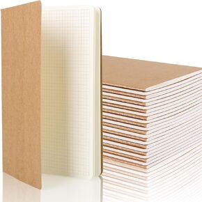 24 Pack Graph Paper Notebook Journal Notebook Square Grid Paper Notebook for Travelers, Students, Office - Subject Notebooks - A5 Size, 8.26"x5.5", 64 Square Grid Pages/32 Sheets