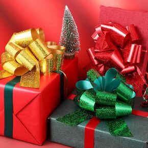 12Pcs Christmas Pull Bow for Gift Wrapping, Lage Gift Bows Colorful Gift Wrapping Bows Ribbon Gift Bags Decorating for Christmas Flower Bouquets Basket Wedding Birthday Baby Shower Housewarming