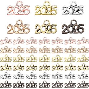 Tatiwoo 120 Pcs Year 2025 Signet Charms, Alloy Pendants Year Letter Charms for Jewelry Making DIY Craft Necklace Bracelet Earrings Keychain Supplies