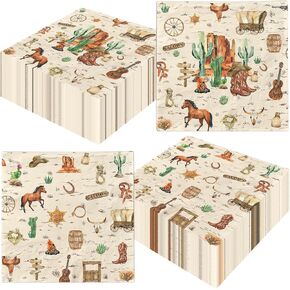 40 Pcs Western Cowboy Paper Napkins Western Birthday Party Decorations Cowboy Birthday Party Napkins Wild West Rodeo Decor for Boy Birthday Party Supplies