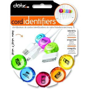 Dotz Cord Identifiers, Cord and Cable Management for Home and Office, 5 Count, Bright Colors (DCI101CO-CB)