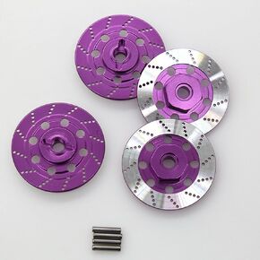 1/10 RC Aluminum Alloy 12mm Hex Drift Wheels Rim Tires Hub Brake Disc Compatible with 1/10 RC On Road Rally Touring Racing Street Car Traxxas Tamiya HSP HPI Redcat Racing 4PCS (Purple)