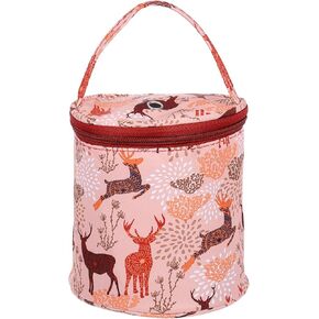 PATIKIL Crochet Bag, Small Mini Yarn Storage Organizer Knitting Accessories and Supplies Skein Ball Case Holder for Crocheting, Deer Patterned Orange