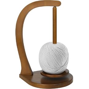 Wooden Yarn Holder for Knitting and Crocheting, Magnetic Crochet Yarn Holder, Spinner Yarn Holder for Crocheting, Crochet Accessories for Yarn Ball (Walnut Brown) - Large