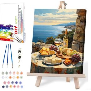 MIRCVSH Paint by Number Kit for Adults Beginners, Landscape Paint by Number for Adults on Canvas Framed, DIY Oil Painting Kits Art Crafts with Wooden Frame(12x16inch)