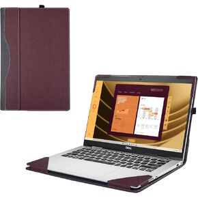 حالة غلاف الكمبيوتر المحمول لـ Dell Latitude 5550/5540/5530/5520 2021 ~ 2024 [غير متوافق مع أي طراز آخر] .2-in-1 PU Leather Notebook Detachable Sleeve Compate Bag (Wine Red)