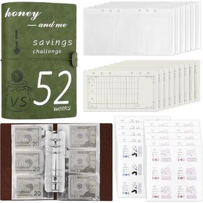 52 Week Money Saving Challenge Binder with Cash Envelopes - Savings Binder Reusable Saver Budget Binder Saveing Money Book to Save $1,378, Gift Idea for Couples