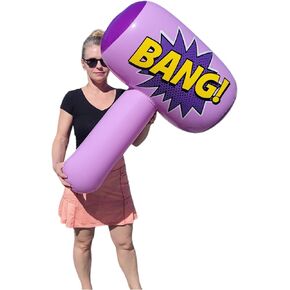 ملونة من Mallet Bang Mallet تضخيم (36 ") الألوان الوردية والأزرق والأرجواني والأخضر المتاحة. Hammer Big Bopper قابلة للنفخ للعب معارك للأطفال والبالغين.