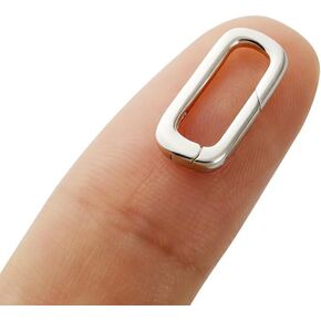 925 Sterling Silver Long Rectangular Spring Bail Connector Clasp 13.5mm Small Carabiner