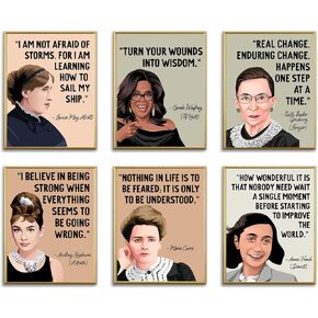 Women History Month Posters Prints,6 Pcs Inspirational Posters for History Classroom Decorations,Motivational Posters Famous Women in History for High Middle School Bulletin Board Decor