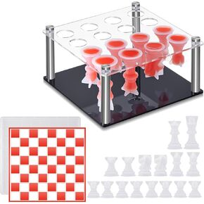 Teenyyou 17 Pcs Chess Piece DIY Kit Include 1 Metal Chess Piece Holder 16 Chess Molds for Epoxy Resin 1 Chess Board Mold Silicone Chess Piece Mold for Home Decoration and Family Party Board Games