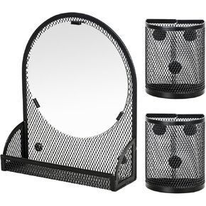 LUCYCAZ Magnetic Pen Holder - Locker Accessories, Black Mirror with 2 Magnetic Pencil Holders for Students, Locker Organizer for School, Home and Office, Back to School Essentials