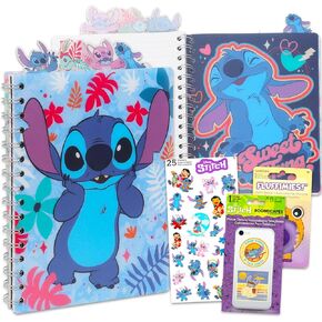 Disney Lilo & Stitch Journal Set - Bundle with Stitch and Angel Spiral Notebook with Divider Tabs Plus Stickers, More | Stitch Diary Set for Kids