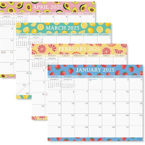 S&O Fresh Fruity Magnetic Fridge Calendar from January 2025-June 2026 - Tear-Off Refrigerator Calendar to Track Events & Appointments - 18 Month Magnetic Planner for Fridge for Easy Planning-8"x10" in.