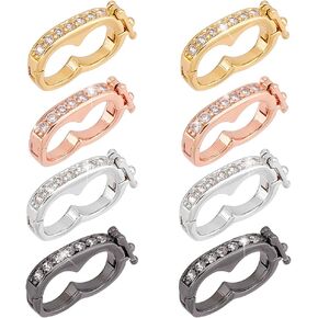 PH PandaHall 8pcs 4 Colors Brass Necklace Shortener Clasp, Cubic Zirconia Infinity Shortener Enhancer Clasp Mini Pearl Enhancer Push Clasp with Secure Lock Connector for Bracelets Jewelry Making