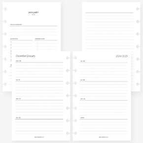 Mini Happy Planner 2025 Week on Two Pages Weekly Planner Insert Agenda Refill for 7-Discs Notebook 4.6 x 7 (Weekly Horizontal Lined)