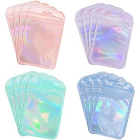 200 PCS Jewelry Bags, Small Self-Sealing Plastic Zip Bags PVC Lock Bag for Storing Bracelets Rings Earrings Ziplock Pouch (200 PCS 4 COLOR)