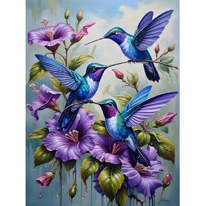 Hummingbird Diamond Art Kits for Adults,DIY 5D Diamond Painting Kits for Beginners,Round Full Drill Diamond Dots Paintings Picture Gem Art Craft for Home Wall Art Decor Gifts 12x16inch