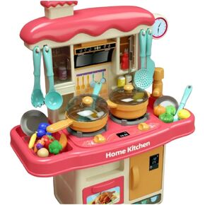 Kids Kitchen Play Set, Toddler Kitchen Set with Sounds and Lights, Stove, Toy Sink and Toy Kitchen, 31 Piece Set