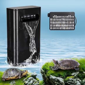 Turtle Tank Filter, Small Fish Tank Filter for 5 to 20 Gallons, Low Water Level Aquarium Filter, Silent Operation, Adjustable Water Flow.