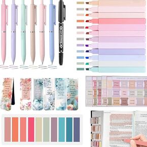 Bible Journaling Kit for Women, Include 6 Pens and 12 Bible Highlighters No Bleed, 75 Bible Tabs for Women, 6 Magnetic Bookmarks, 200 Sticky Notes, Bible Study Supplies for Women & Men