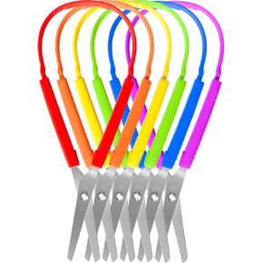 6 Pack Mini Loop Scissors,5.5 Inch Special Supplies Adaptive Scissors,Colorful Grip Cutting Scissors,Right and Lefty Support,Easy-Open Squeeze Handles for Children and Special Needs,6 Colors