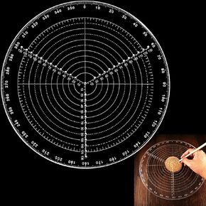 Frienda 300 mm/ 12 Inch Round Center Finder Compass Lathe Centering Tool Circle Gauge for Drawing Circles, Lathe Work and Woodturners, Round Template Clear Acrylic Drawing Circles Diameter