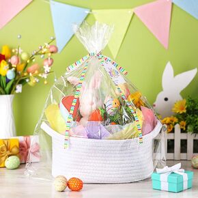 Pickmesh Easter Gift Basket Cute Small Woven Basket with Gift Bags Tissue Paper Gift Label and Ribbons Easter Gift Empty Woven Basket for Easter Gift Boxes