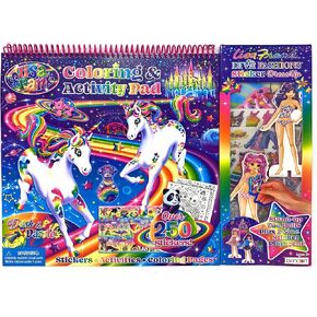 Bendon Lisa Frank Coloring and Activity Pad & Diva Fashions Sticker Dress Up Giant Activity Set – 40+ Activity and Coloring Pages with 250+ Stickers and Fashion Set