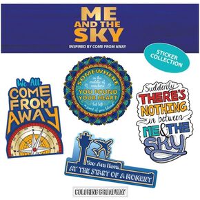 Coloring Broadway - Come from Away Inspired Stickers (Set of 4) “Me & The Sky" Collection, Broadway Musical Merchandise, Die-Cut & Bubble Free Vinyl, Ideal Gift for Theatre Lovers