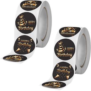 1000PCS Happy Birthday Stickers, Black Holographic Metallic Foil Birthday Stickers for Adults, Happy Birthday Sticker for Cards Planner Calendar