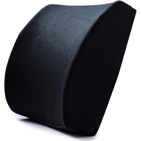 Ecloud Shop Back Cushion, Memory Foam Lumbar Support Pad, with Adjustable Strap, Comfortable and Skin-Friendly, Suitable for Office Chair and Car Seats-Black