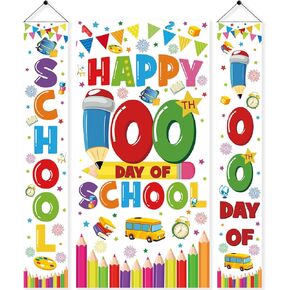100th Day of School Decorations, Happy 100th Day of School Banner 100 Days School Background Backdrop Happy 100th Day School Photo Props for Kindergarten Preschool Primary School